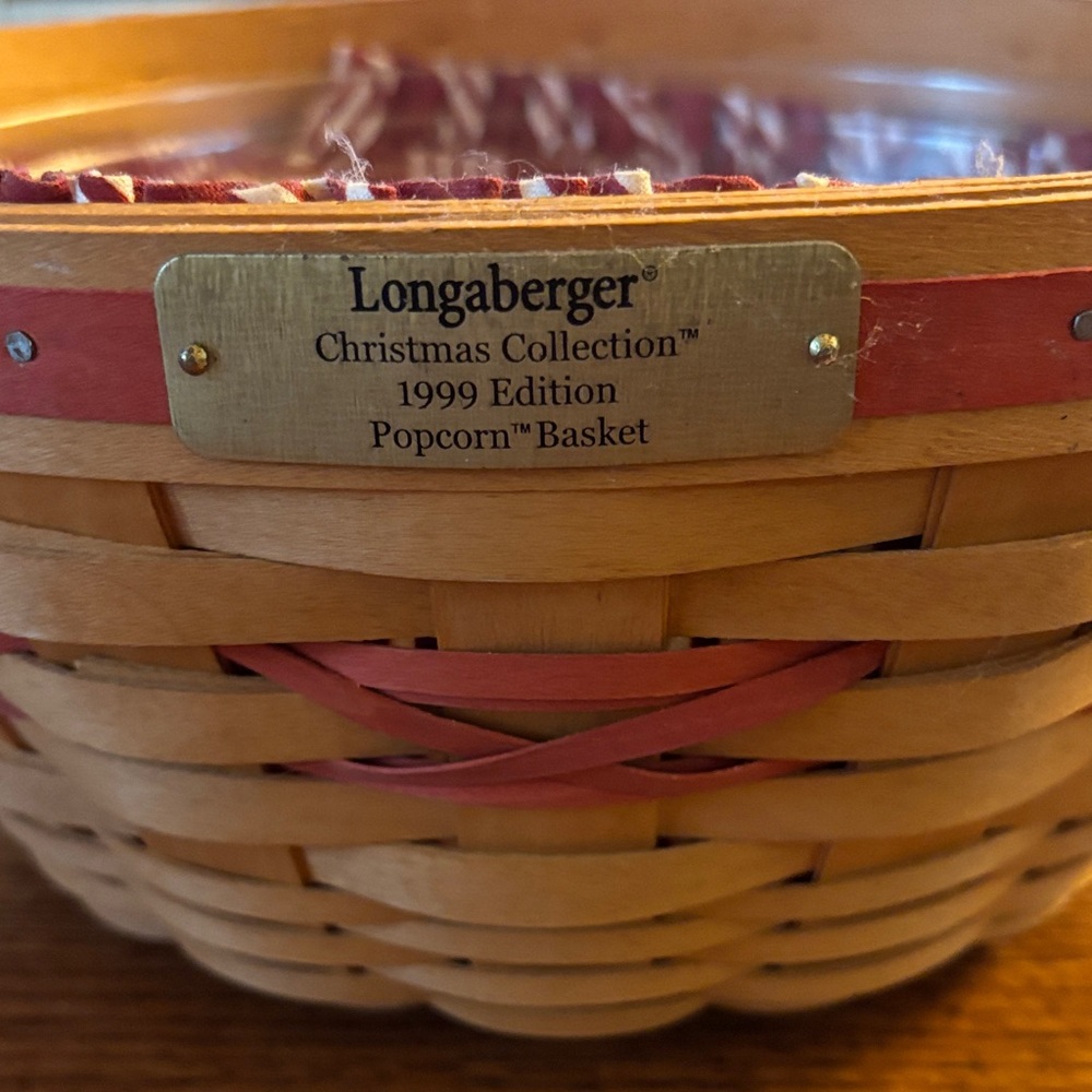Longaberger 1999 Edition Popcorn Basket - Red and Tan